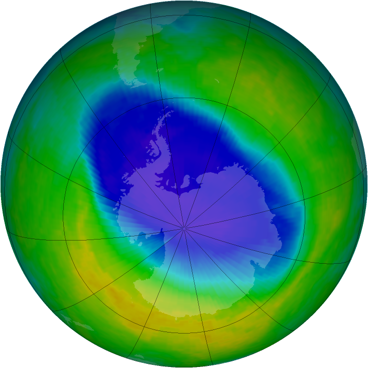 Antarctic ozone map for 11 November 1993